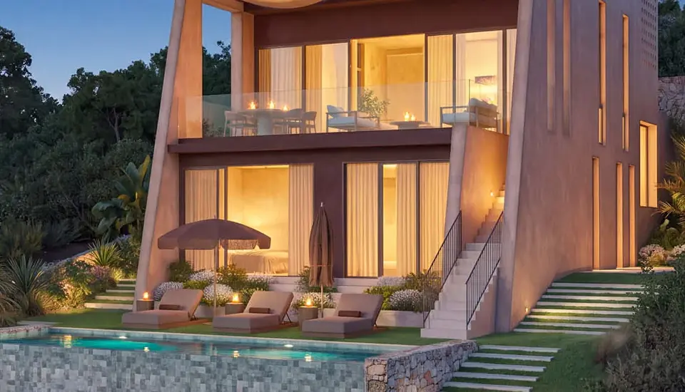 La villa de noche